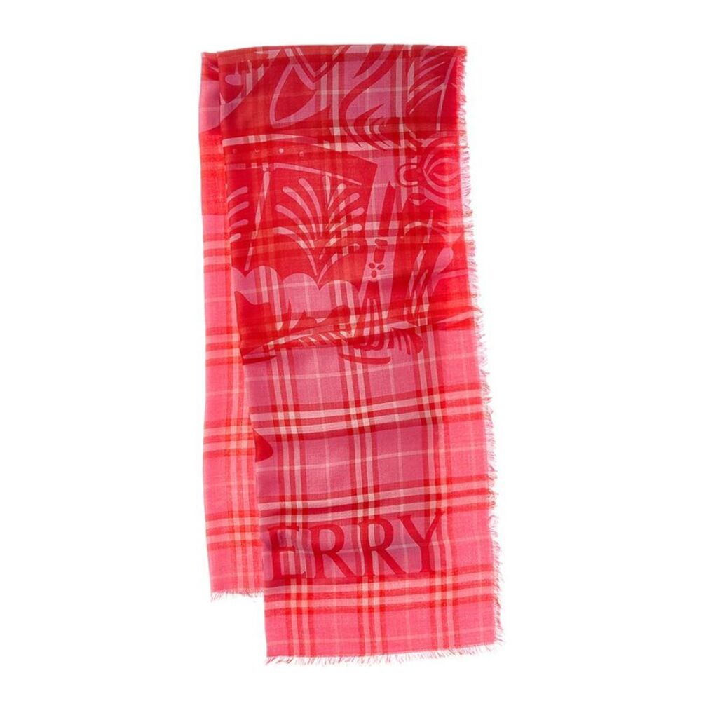 Burberry Check Wool & Silk-Blend Scarf, Pink